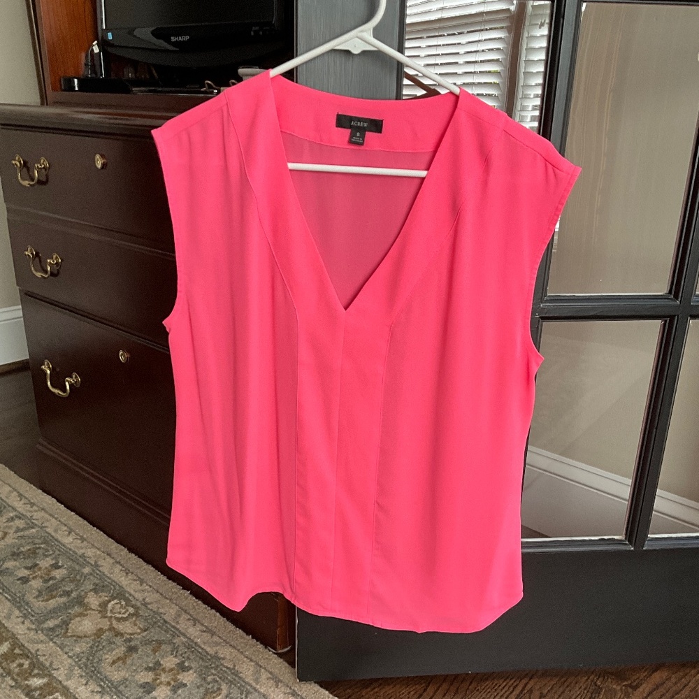 J Crew Pink V Neck Shell Small